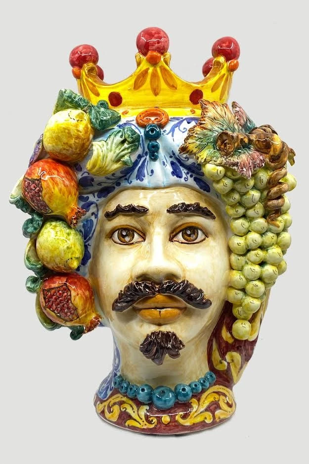 Melting Pot Amsterdam Teste di Moro Vaas van Keramiek Man +/-45cm Met Siciliaanse kleuren en motieven 1 Melting Pot Amsterdam Teste di Moro Vaas van Keramiek Man +/-45cm Met Siciliaanse kleuren en motieven