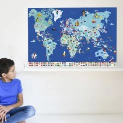 Poppik World Flags Educational Sticker Poster + 200 Stickers