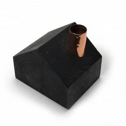Muubs Small Black Wood & Copper House Candle Holder