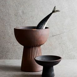 Muubs Large Brown Black Terracotta Fire Bowl