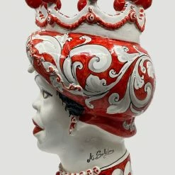 Melting Pot Amsterdam Teste di Moro Vaas van Keramiek Vrouw Rood /Wit +/-43cm Met de hand gemaakt en beschilderd