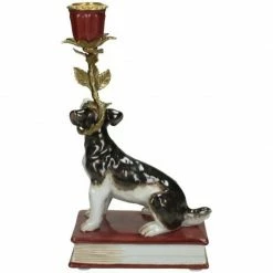 Melting Pot Amsterdam Kandelaar Met Hond Van Fijn Aardewerk Bruin B 14x9x24cm