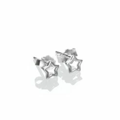 One & Eight Silver Tiny Open Star Studs