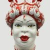 Melting Pot Amsterdam Teste di Moro Vaas van Keramiek Vrouw Rood /Wit +/-43cm Met de hand gemaakt en beschilderd