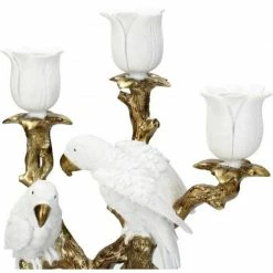 Melting Pot Amsterdam Candle Stick Two Birds White 38x13x23cm