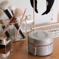 Caroline Gardner Round Silver Glitter Jewellery Box 5 Caroline Gardner Round Silver Glitter Jewellery Box