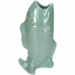 Melting Pot Amsterdam Vaasje Vis Van Fijn Aardewerk Groen 15.5x10x28cm